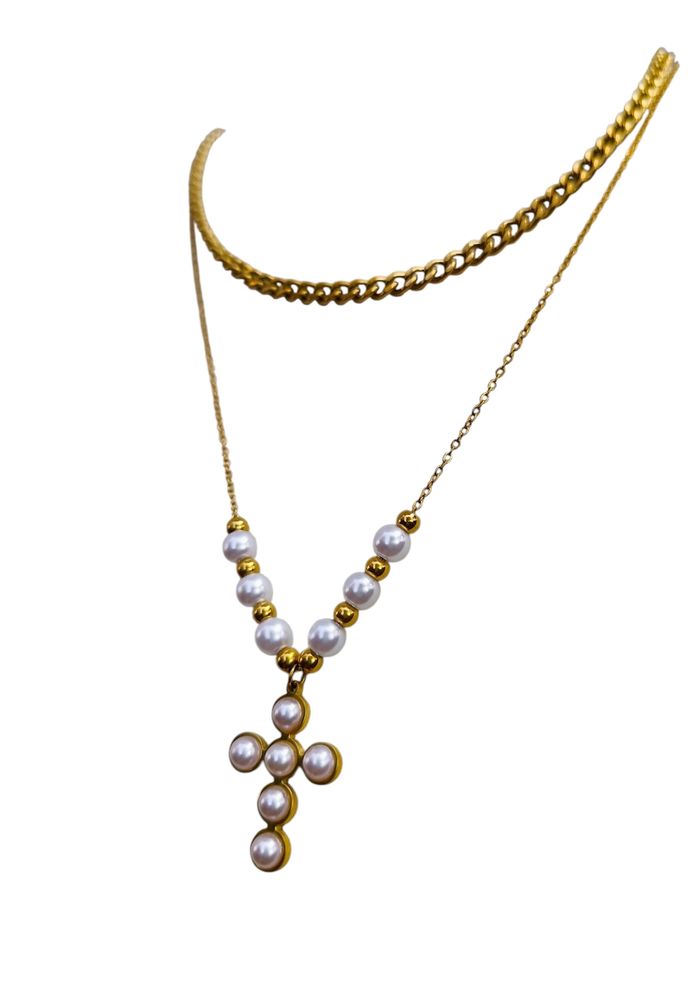 Collier croix perlé ✅ - photo numéro 2