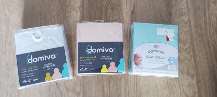 Lot 3 draps housse matelas bébé jersey Domiva 60*120cm