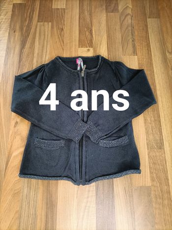 Gilet zippé noir à paillettes argentées 4 ans Orchestra