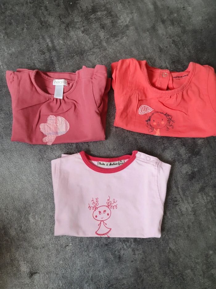 Lot 3 t-shirts bébé fille 6 mois peu porté
