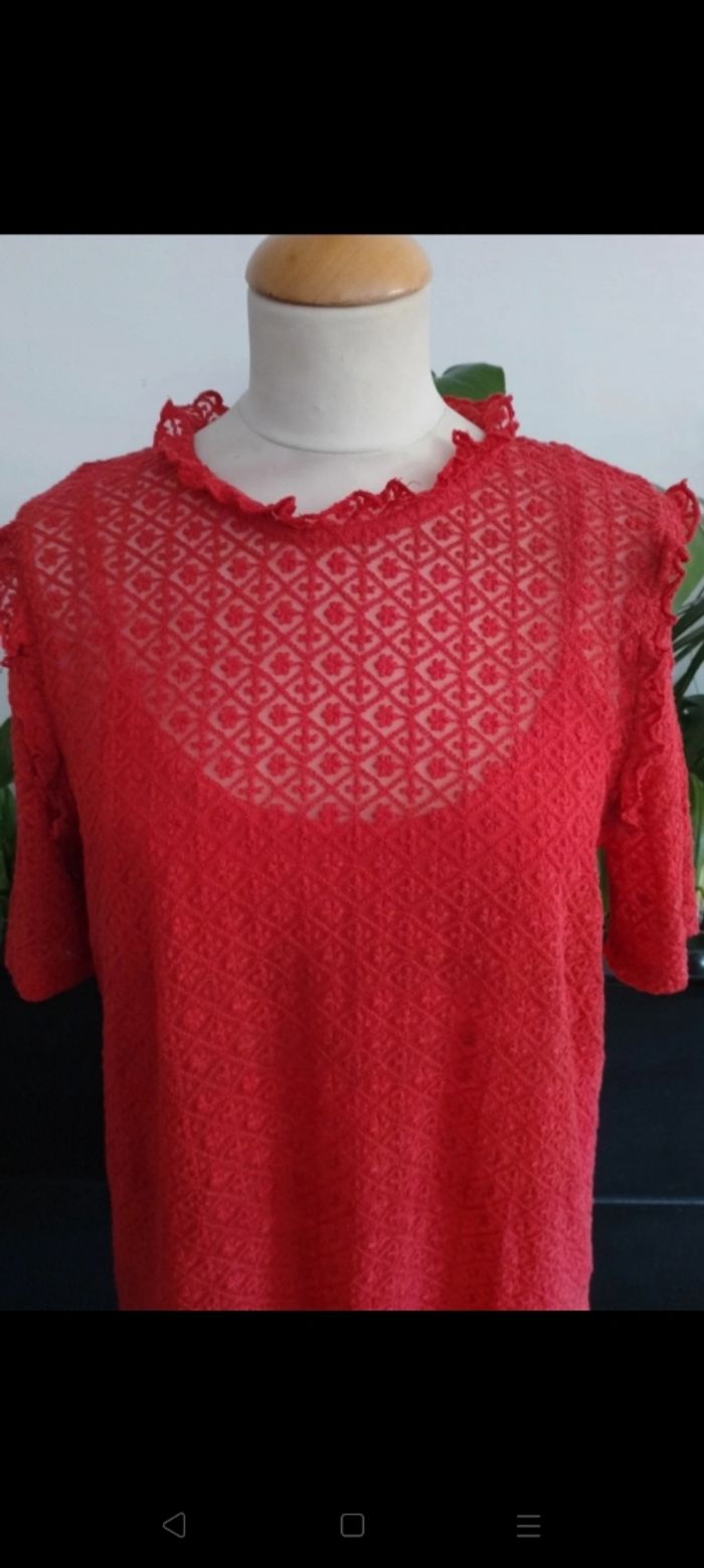 Blouse rouge manches courtes Bonobo - photo numéro 2