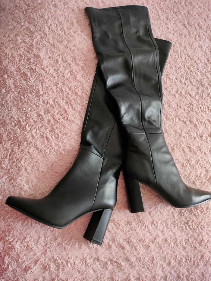 Bottes cuir noir ZARA - photo numéro 6