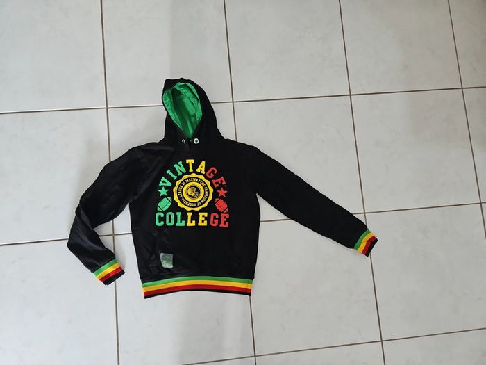 Sweat à capuche garçon vintage collège cont3 - photo numéro 2
