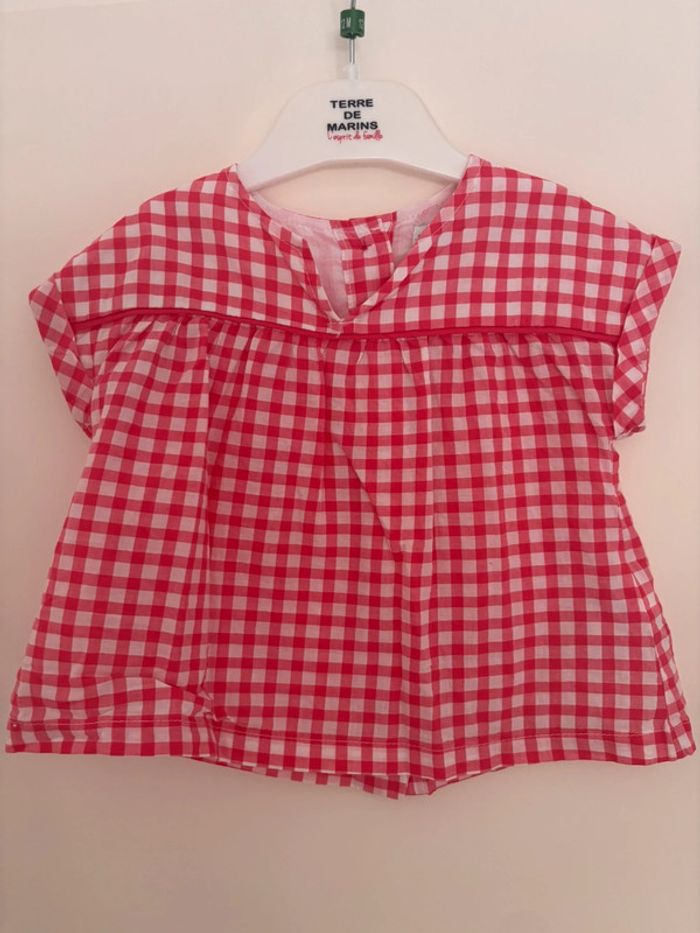 Blouse vichy rouge Vertbaudet 9 mois