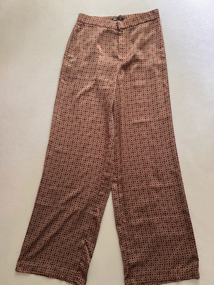 Pantalon taille haute fluide imprimé Zara M - photo numéro 2