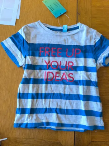 308310 tee-shirt Mc gris rayé bleu garçon 3 ans okaidi