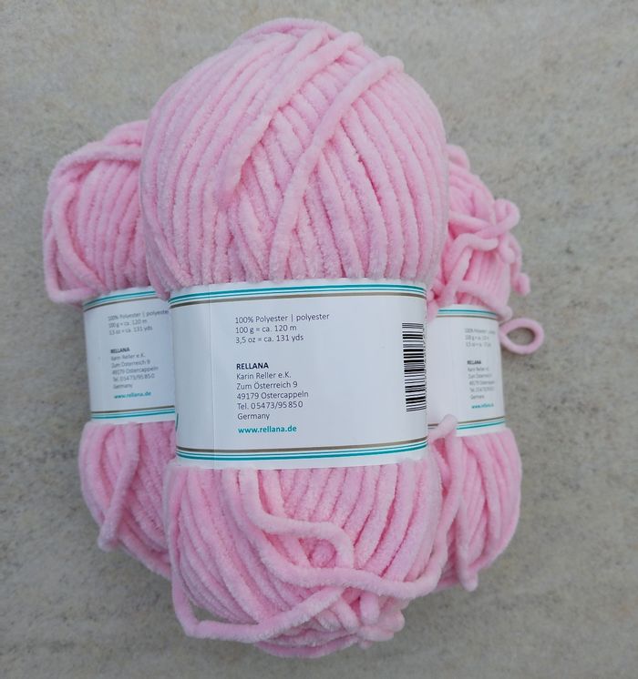 Lot de 3 pelotes de Laine chenille /velours rose Neuf - photo numéro 2