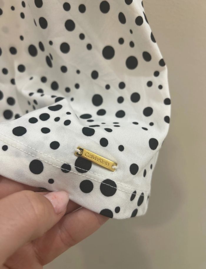 Blouse chemisier blanc à pois Calvin Klein - photo numéro 3