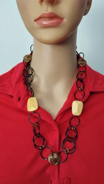 Collier noir et doré femme bijoux fantaisie