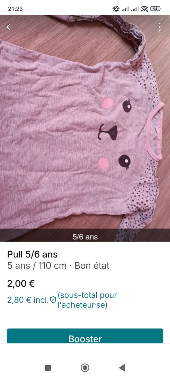 Pull fille 5-6 ans
