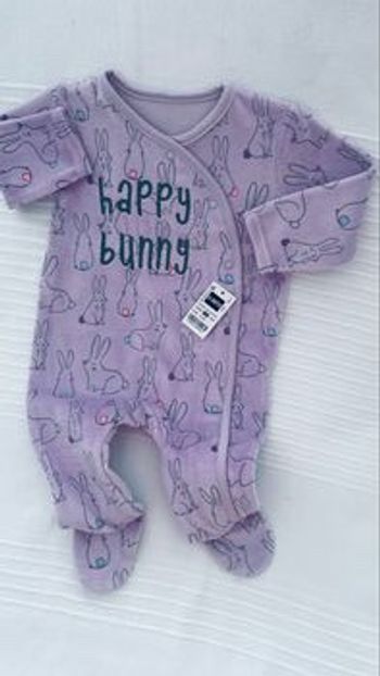 Pyjama velours happy  0/3 mois