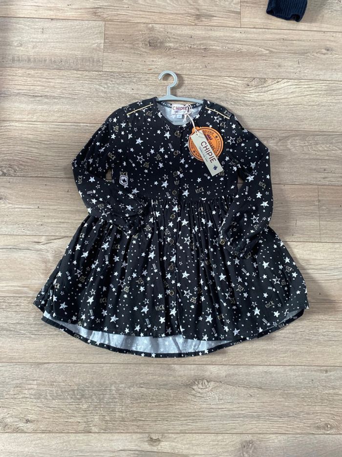4 ans - robe doublée  noël rock chipie noir et doré neuf !