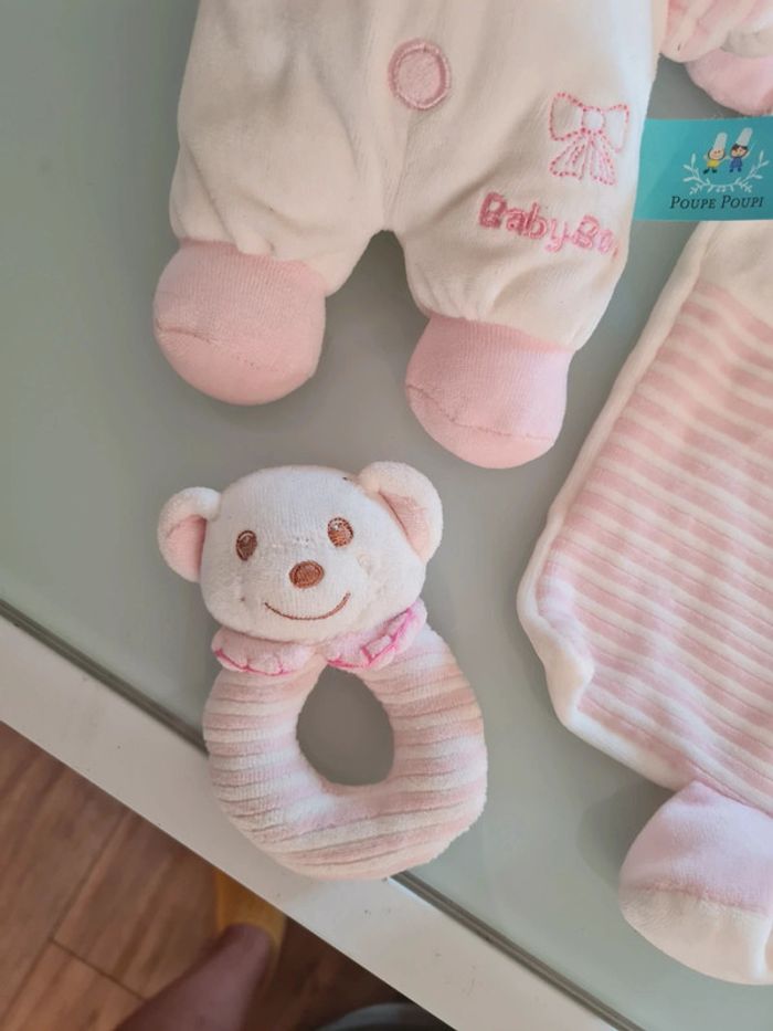 Coffret naissance hochet doudou peluche poupe poupi 3 pièce - photo numéro 3