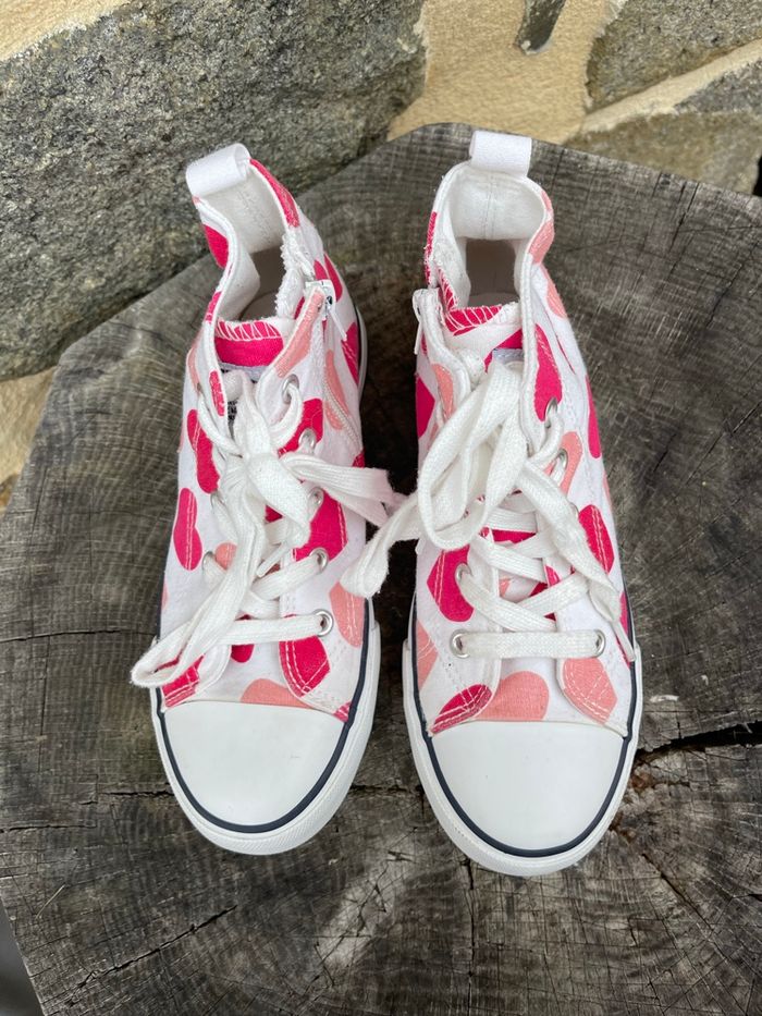 Basket blanche montante imprimée cœur rose - Creeks - photo numéro 2