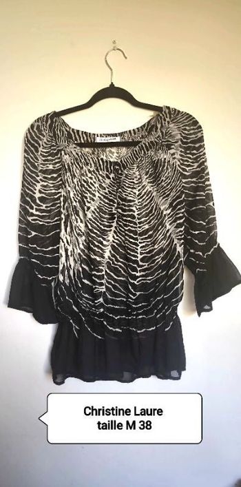 Magnifique blouse légère semi transparente Taille 36/38 Marque Christine Laure État général