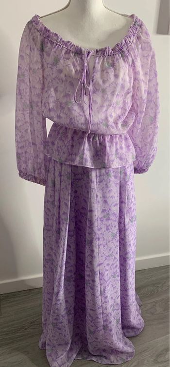 Ensemble à fleurs violet bohème Vintage T34