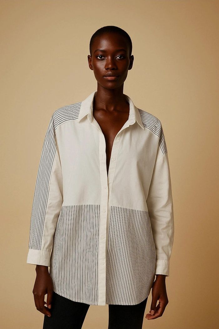 Chemise Shein blanche à rayures