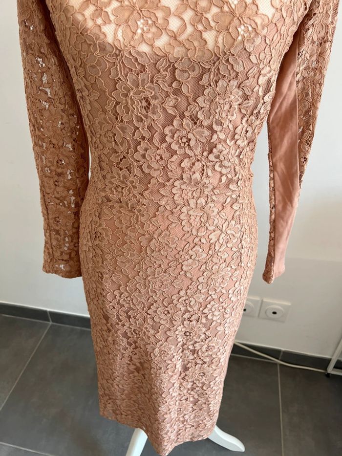 Robe Longue Rose en Dentelle Mango Taille S - photo numéro 5