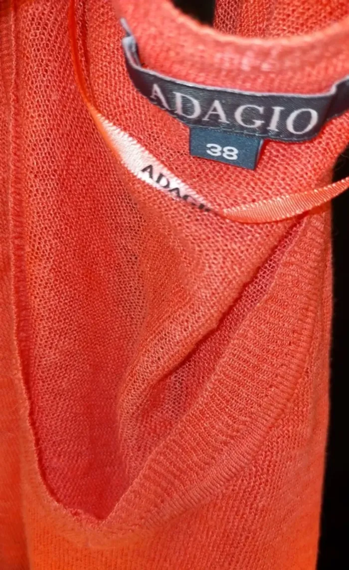 Pull corail rose femme, en lin, Adagio, taille 38 - photo numéro 6