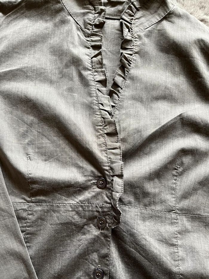 Chemise cintrée grise à col froufrou vintage - photo numéro 2