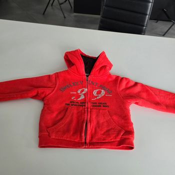 Gilet fourré à capuche  - grain de blé  - 18 mois