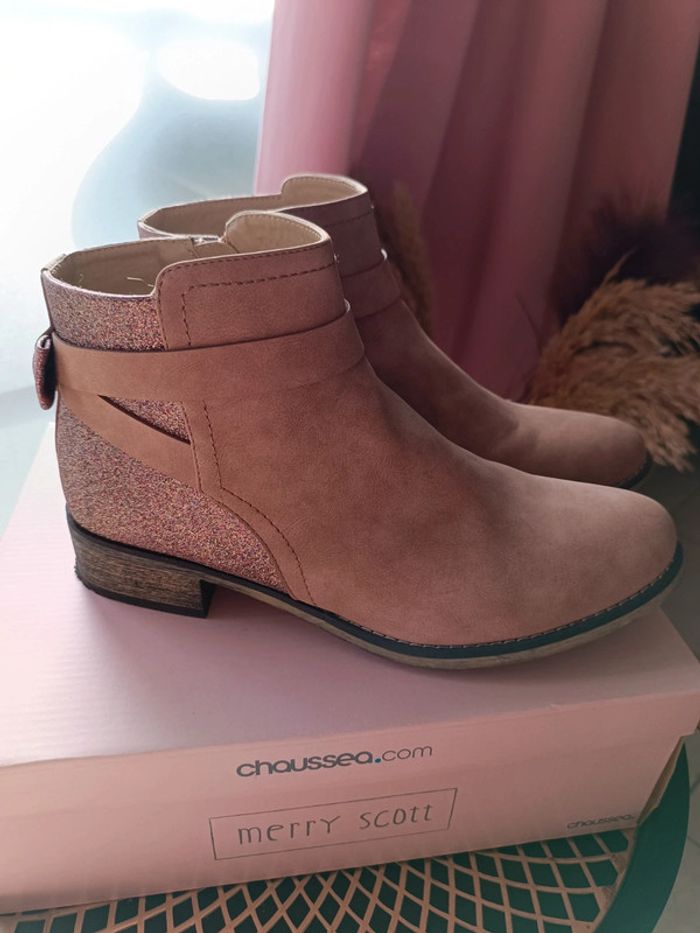 Bottines vieux rose à paillettes - pointure 40 - neuves - photo numéro 7