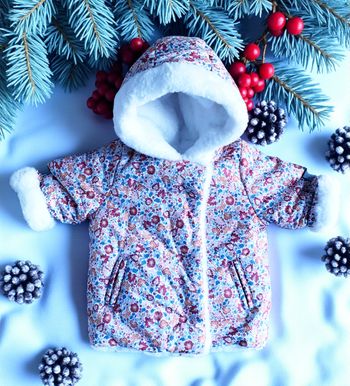 SERGENT MAJOR - NEW - MANTEAU A CAPUCHE RÉVERSIBLE BÉBÉ FILLE IMPRIMÉ LIBERTY 6M