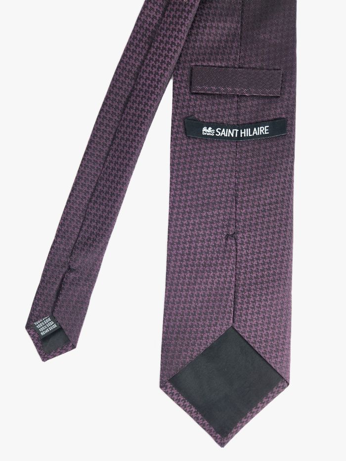 Cravate en Soie Saint Hilaire - Micro-Motif Violet Foncé - photo numéro 2
