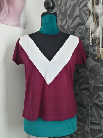 Tee-shirt bordeaux tricolore blanc et noir / fb sister / (S)