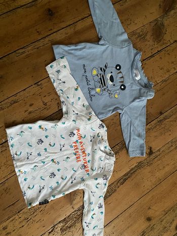 Lot de 2 t-shirts ML, 3 mois
