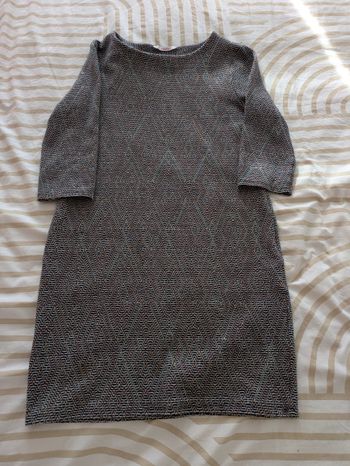 Robe Droite Camaïeu - Motif Géométrique Tricolore & Fils Dorés