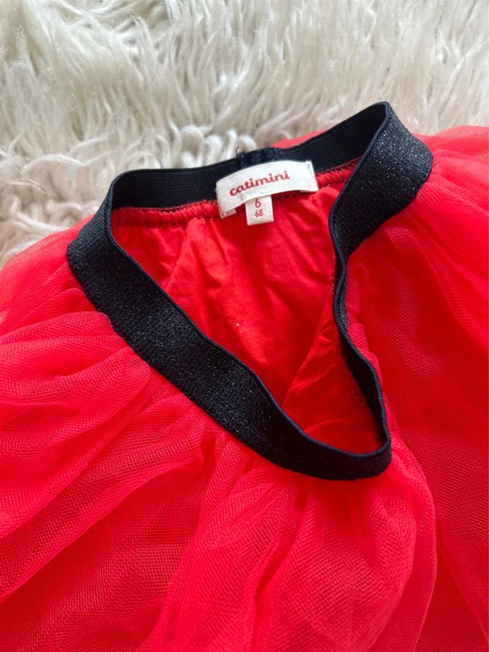 Fille 👧🏻 Jupe de fête en tulle rouge/noir - catimini taille 6 mois - photo numéro 3