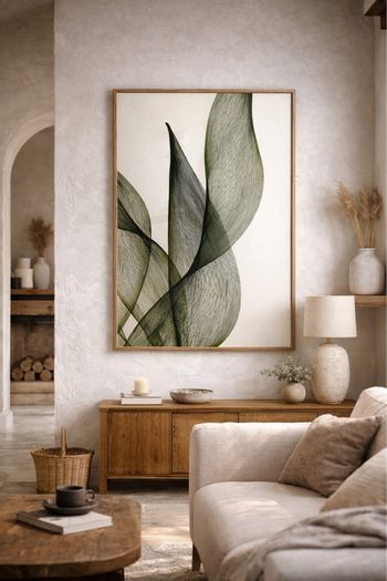 Affiche Art Abstrait Botanique Feuilles Vertes - 40x60 cm