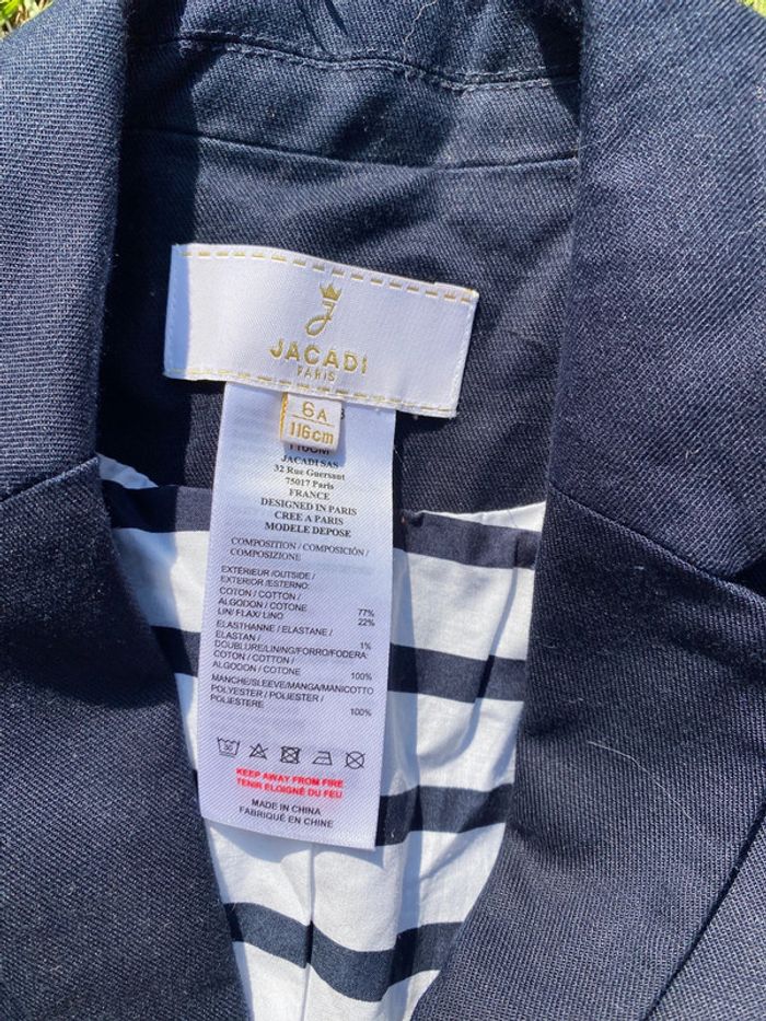 Veste costume garçon 6 ans Jacadi Paris bleu foncé mariage cérémonie blazer - photo numéro 3