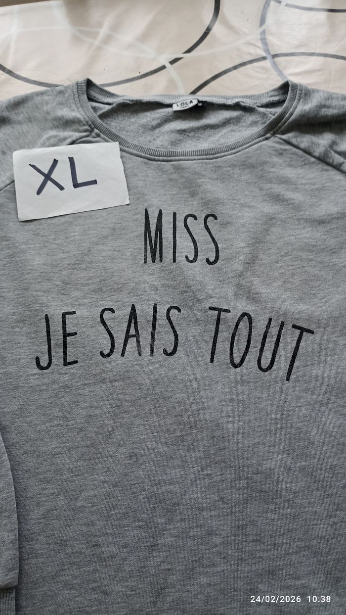 Pull message gris Lola XL - photo numéro 3