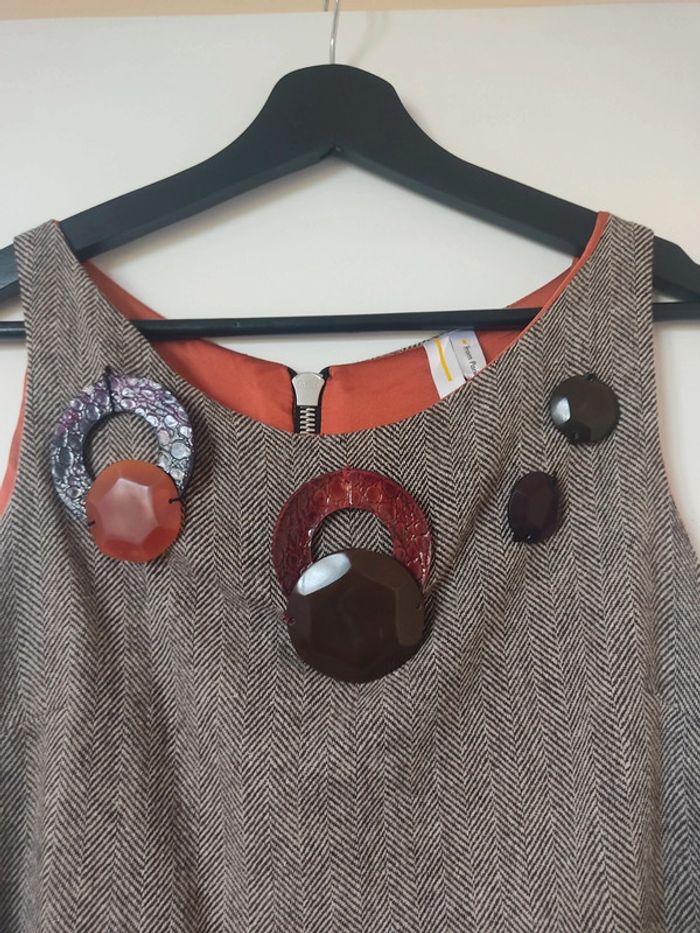 Robe mi-longue XS 100% soie fait main et brodé Ella Luna Vintage - photo numéro 2