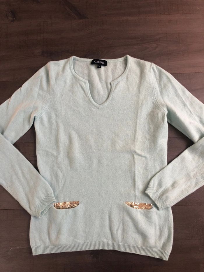 Pull Cachemire vert tendre Caroll taille 36