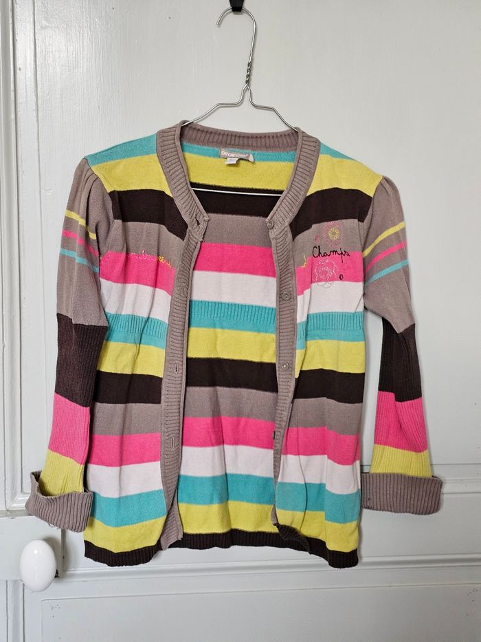 Gilet rayé coloré 10 ans - photo numéro 2