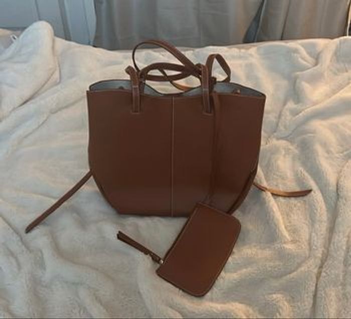 Sac à main marron fourre-tout camel - photo numéro 6