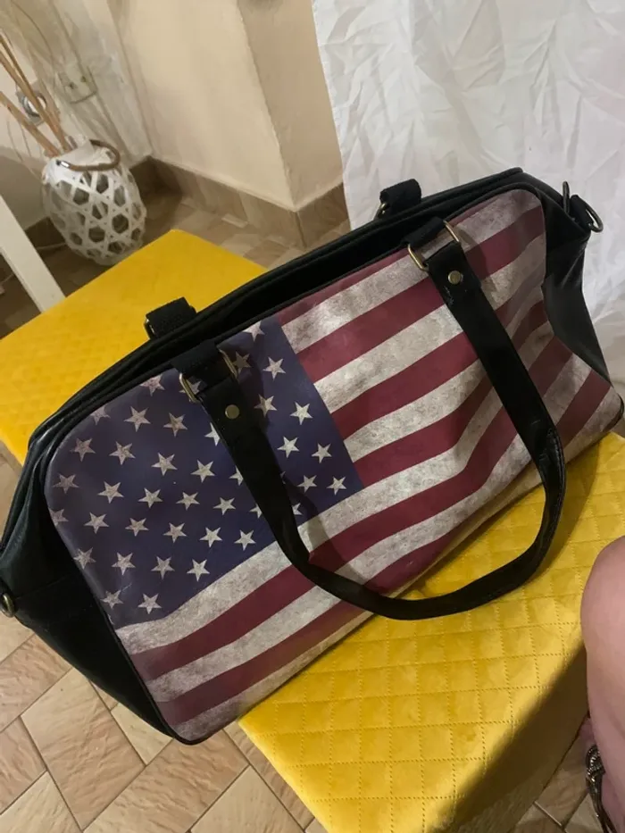 Sac à main fourre-tout  drapeau États-Unis devant et noir - photo numéro 3