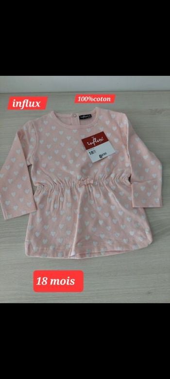 Robe rose pâle avec cœurs 18 mois