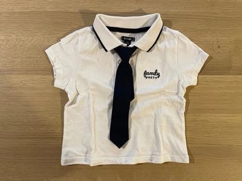 Polo manches courtes blanc avec cravate 12 mois kiabi