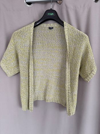 Gilet cardigan manches courtes vert chiné Kiabi 