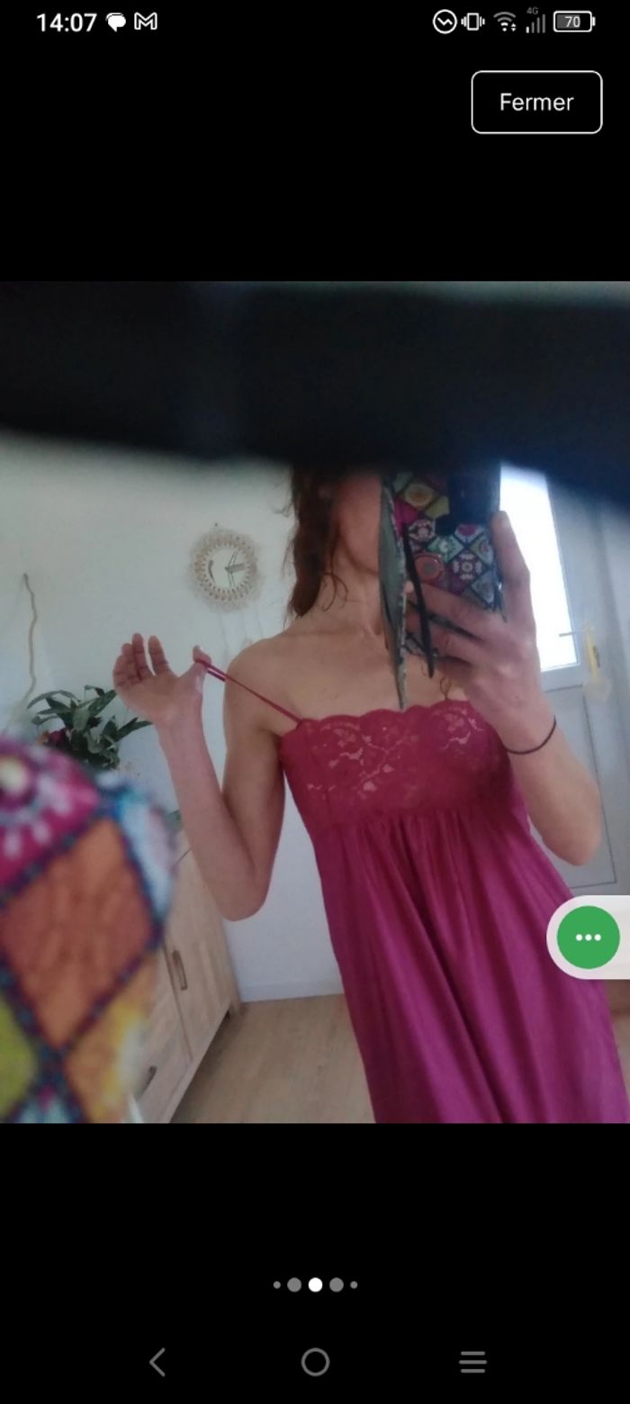 Nuisette longue 42 44 dentelée violet fushia c86 - photo numéro 7