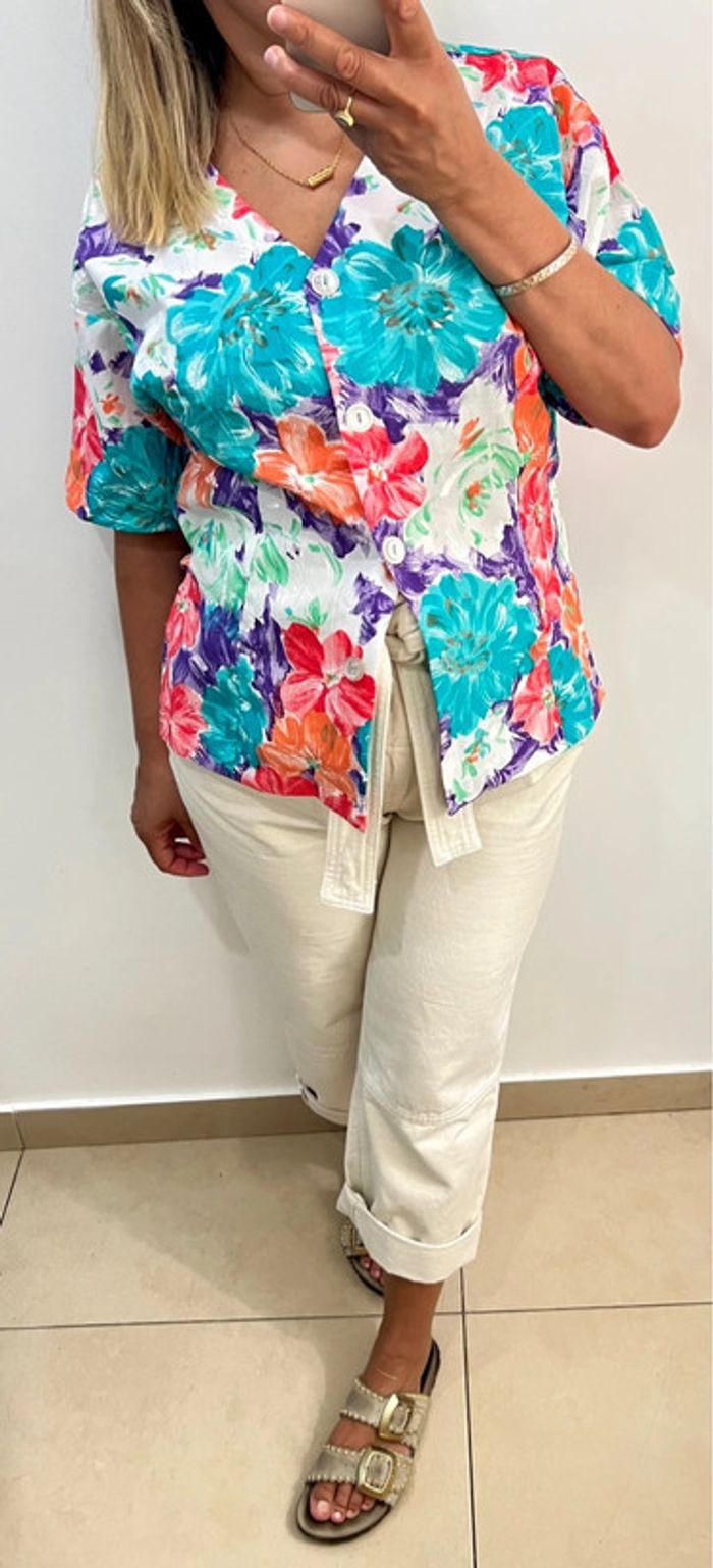 🌺 Blouse  fleurie multicolore – Petite Trend Taille : M - photo numéro 5