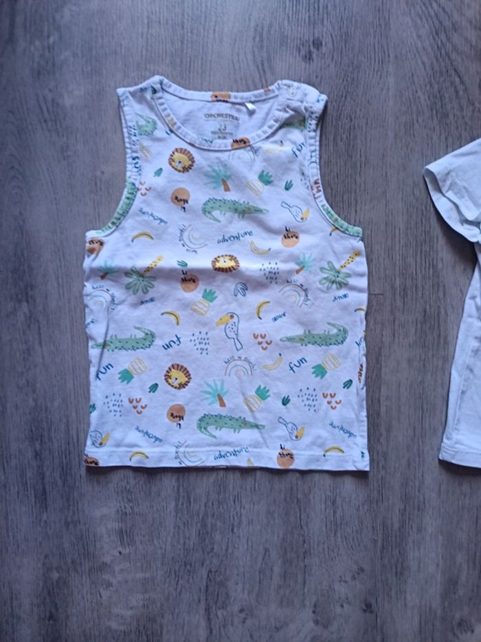 Lot 23 24 mois 86 cm débardeur et t-shirt safari Lion crocodile - photo numéro 3