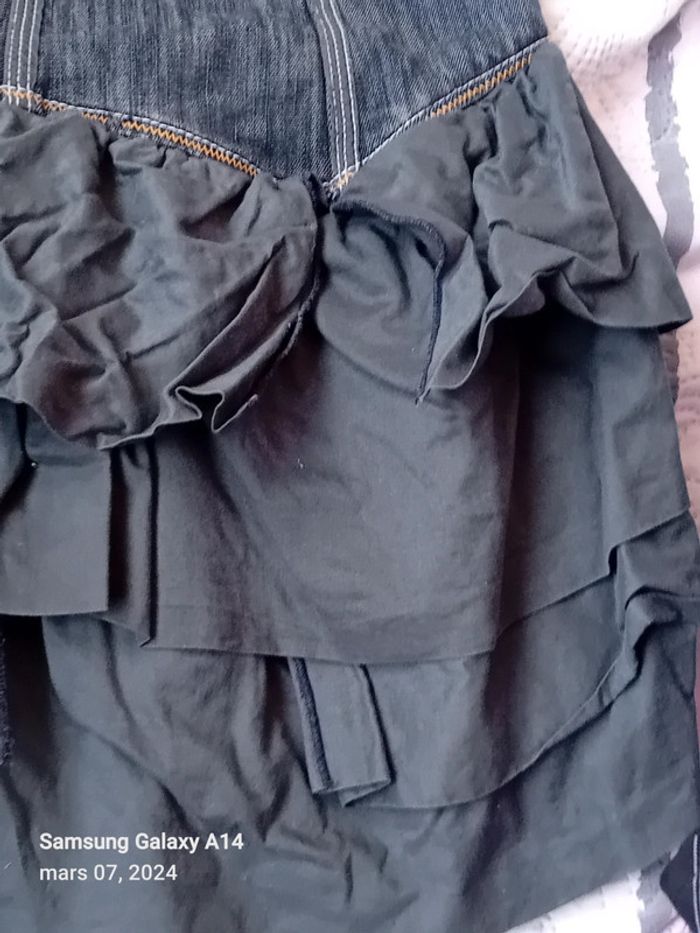 Jupe bimatiere à volants bleu fille 10 ans Eliane et Lena - photo numéro 4