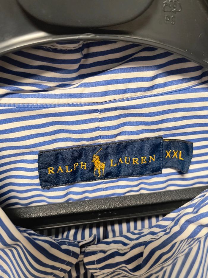 Chemise Ralph Lauren rayée bleu/blanc logo rouge brodé – Taille XXL (équivaut à un XL/Large ample) - photo numéro 7