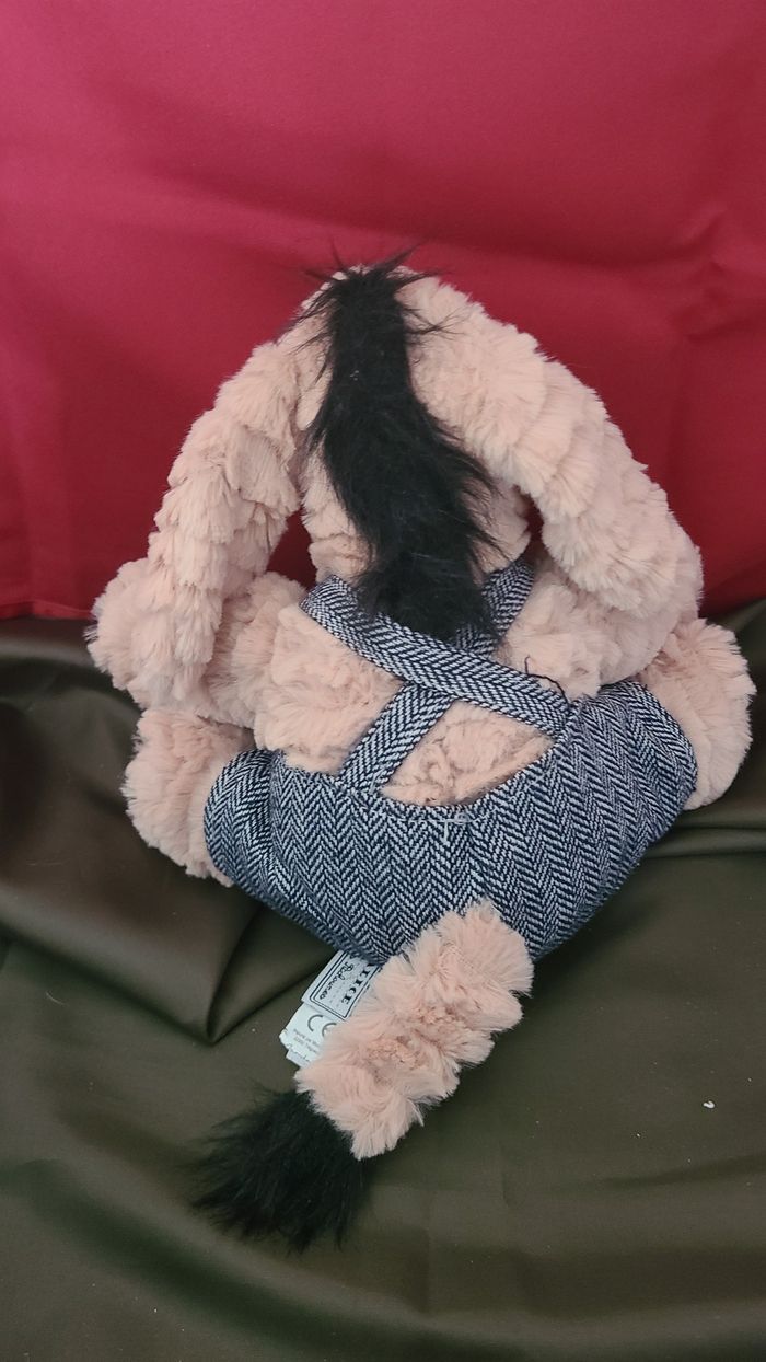 Peluche doudou ane cheval beige salopette Alice et Les Pitchounes - photo numéro 3