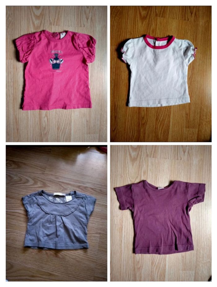 Lot de 4 tee shirt. Manches courtes. Bébé fille . Taille 18 mois